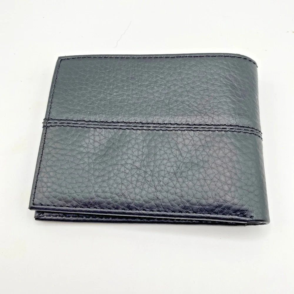 NEW Cole Haan Black Pebbled Leather Billfold Wallet w/ Box | Classic Slim Bifold
